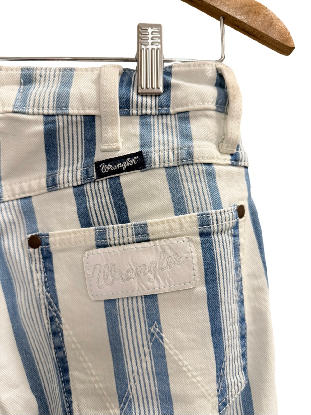 WRANGLER Blue Stripe Gabby Retro Bailey Flare Jean Size 26x34 - Picture 9 of 14